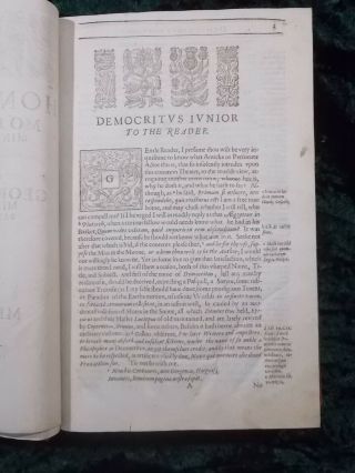 1628/32 ANATOMY OF MELANCHOLY ROBERT BURTON FINE LEATHER BOUND DEMOCRITUS JUNIOR 6