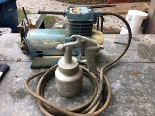 Vintage Sears.  1/2 Hp Oilless Piston Compresser And Paint Sprayer