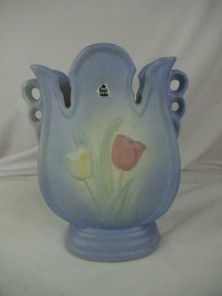 Vintage Hull Pottery Tulip Vase - Blue Sueno 101 - 33 - 9 " W/ Sticker