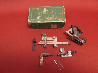 Vintage Singer Sewing Machine Attachments With Bobbins And More