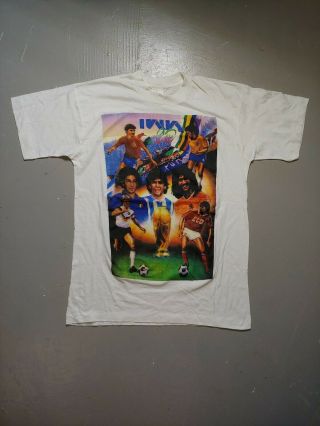 Rare Vintage Italia 1990 World Cup Italy T Shirt 90s Soccer Single Stitch Medium