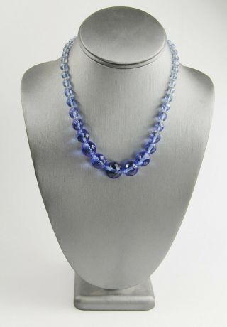 17 " Estate Vintage Jewelry Art Deco Era Blue Graduated Glass Bead Necklace