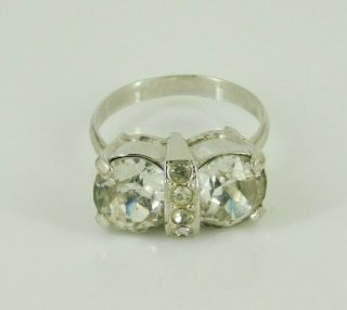 Vintage Eisenberg Clear Rhinestone Ring Size 6.  25 & Adjustable