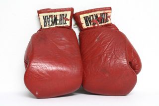 Vintage Tuf - Wear Red Leather Boxing Gloves Usa 10oz Sidney Neb Rocky Old School