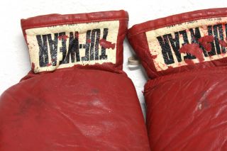 Vintage Tuf - Wear Red Leather Boxing Gloves USA 10oz Sidney Neb Rocky Old School 2