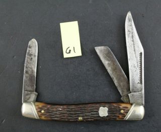 John Primble 5371 Bone Stockman Vintage Pocket Knife 61