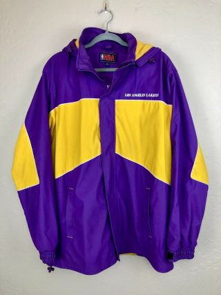 Nba Vintage Los Angeles Lakers Zip Up Jacket Detachable Hood Men’s Large