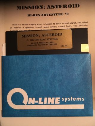 Mission Asteroid (Hi - Res Adventure 0),  Atari 400/800,  Sierra/On - Line Systems 5