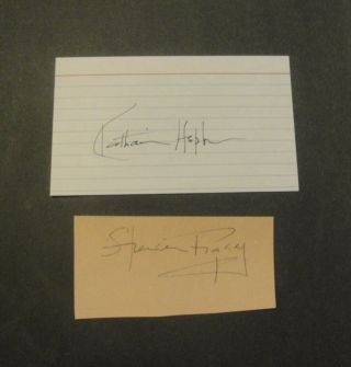 Spencer Tracy Signed 4x2 " Vintage Scrapbook Page & Katharine Hepburn Signed Card