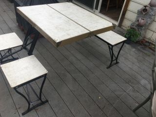 Vintage Handy Folding Suitcase Table & Chairs - Camping & Picnic - Milwaukee Usa