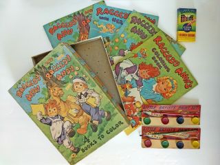 Vintage 1945 Raggedy Ann & Andy Box Set Of 4 Coloring Books