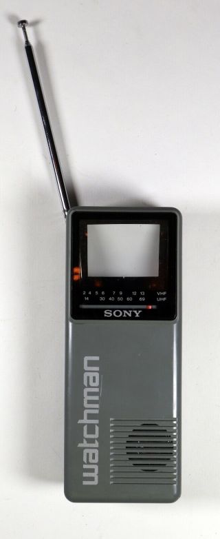 Vintage Sony Watchman Fd - 10a Portable B&w Tv Television 1986