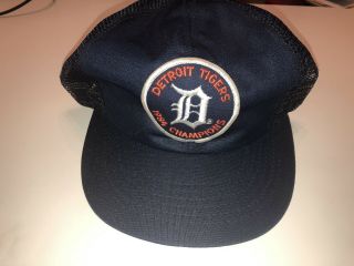Vintage Detroit Tigers Annco Mesh Trucker Style Snapback Hat 1984 World Series