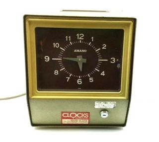 Vtg Amano Punch Time Clock Model 6507 Keeps Time - Does Not Punch Cards - Decor