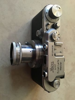 Leica Leitz 3c,  Iiic Camera With Summar 5cm F2 Lens & Case.
