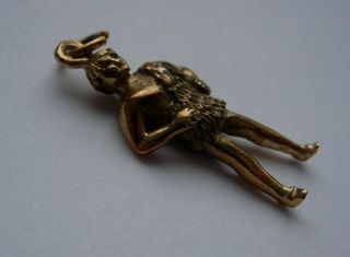 Very Rare Vintage Heavy Solid 9k 9ct Gold Cave Man Pendant Charm Unusual 3.  86g
