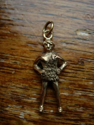 VERY RARE VINTAGE HEAVY SOLID 9K 9CT GOLD CAVE MAN PENDANT CHARM UNUSUAL 3.  86g 2