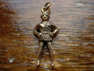 VERY RARE VINTAGE HEAVY SOLID 9K 9CT GOLD CAVE MAN PENDANT CHARM UNUSUAL 3.  86g 8