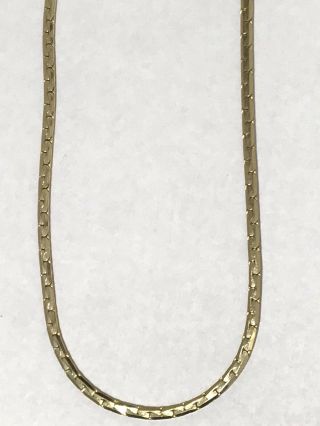 Vintage Flat Snake Chain Necklace Gold Tone Metal Heavy Fashion Jewelry Estate