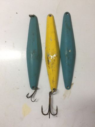 3 Vintage Candy Bar Style 7in (approx) Tuna Jigs,  Saltwater Lure