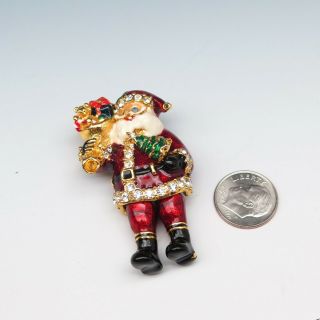 Vintage Enamel Christopher Radko Santa Claus Christmas Pin Movable Legs 2