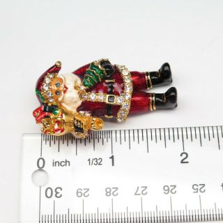 Vintage Enamel Christopher Radko Santa Claus Christmas Pin Movable Legs 4