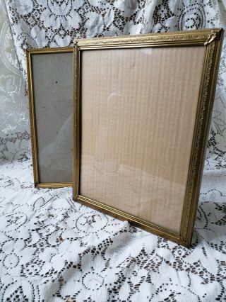 Pair Vintage Large Picture Photo Frame 11 X 14 Brass Metal Glass Mid - Century Mcm