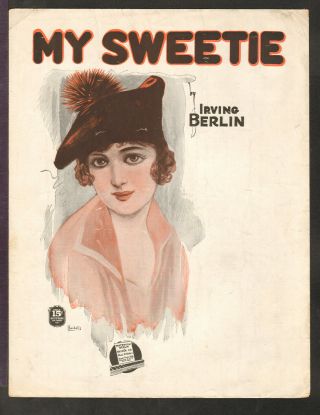 My Sweetie 1917 Barbelle Pretty Girl Irving Berlin Vintage Sheet Music Q25