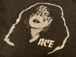 Extremely Rare 1977 Vintage Kiss Ace Frehley T - Shirt - Sm Ladies Or Large Youth