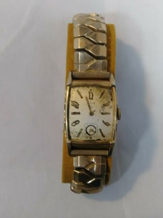 Vintage Elgin Wrist Watch Gold Square Face Parts Mechanical