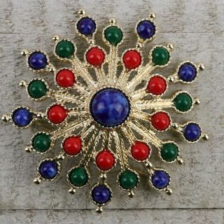 Vintage Sarah Coventry Brooch Pin Red Blue Green Star Costume Jewelry 4