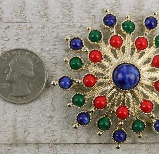 Vintage Sarah Coventry Brooch Pin Red Blue Green Star Costume Jewelry 5