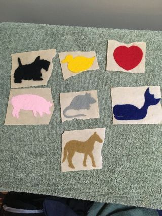 7 vintage 80s various colors & animal felt type fuzzy stickers (unsure of maker) 2