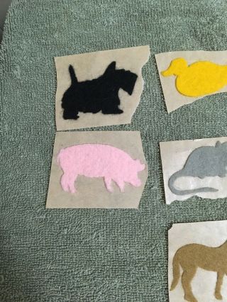 7 vintage 80s various colors & animal felt type fuzzy stickers (unsure of maker) 3