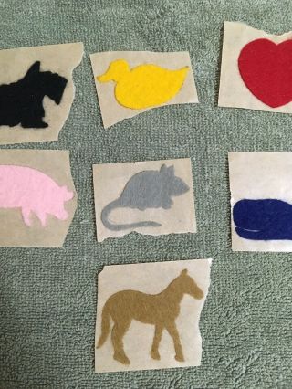 7 vintage 80s various colors & animal felt type fuzzy stickers (unsure of maker) 4