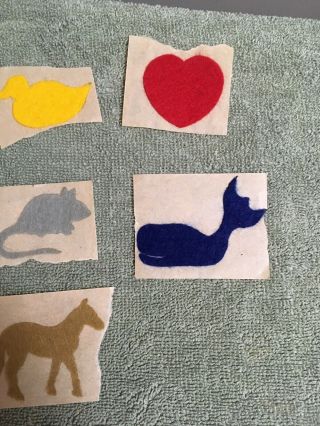 7 vintage 80s various colors & animal felt type fuzzy stickers (unsure of maker) 5