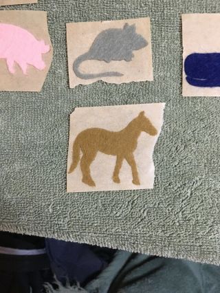 7 vintage 80s various colors & animal felt type fuzzy stickers (unsure of maker) 6