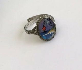 Vintage Jewellery Silver Thomas L Mott (T.  L.  M) Beach Butterfly Wing Ring AF 3