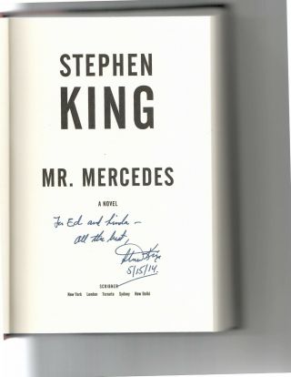 STEPHEN KING (signed) - 2014 - MR.  MERCEDES (hrdcvr) FIRST PRINTING,  DUST JACKET,  A, 2