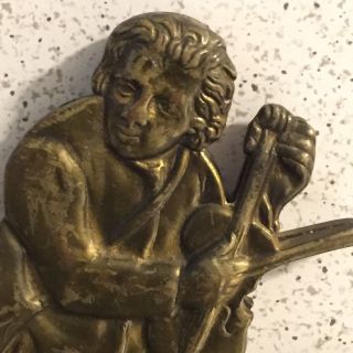 Vintage Brass Bookend Music Stand Door Stop Violinist Beethoven OOAK Musical 2