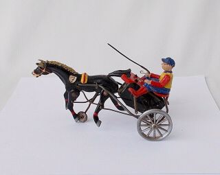 Vintage German Wind Up Metal Sulky Rider Made By D.  P.  A.
