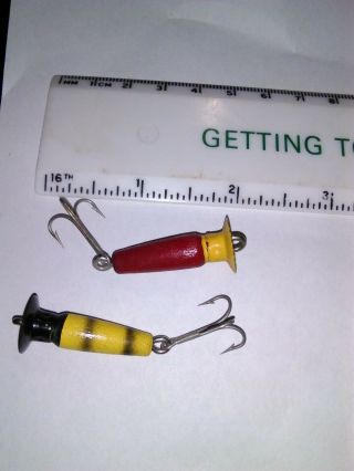 Old Lures Two Vintage Wood And Metal Walleye Plugs Great For Catching Fish.