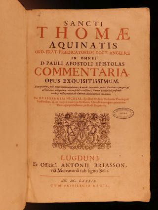 1689 Saint Thomas Aquinas BIBLE & Commentary on Epistles of Paul HUGE FOLIO 7