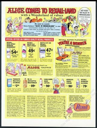 1966 Alive In Wonderland Hanna Barbera Tv Show Art Rexall Drug Vintage Print Ad