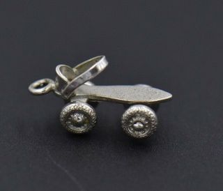 Vintage Retro Strap On Roller Skate Sterling Silver Charm Moveable Wheels Snap
