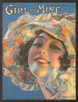 Girl Of Mine 1919 Rolf Armstong Pretty Girl Vintage Sheet Music Q12