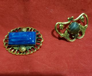 Vintage & Costume Jewelry w/ 2 Freirich Brooches and Movable Cowboy Pearl Pins 8
