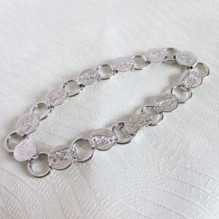 1959 Vintage Sarah Coventry " Young And Gay " Silvertone Link Bracelet Signed A,