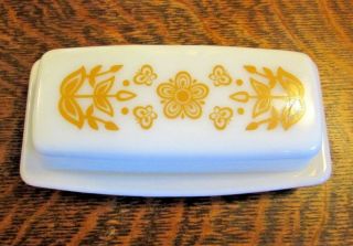 Vintage,  Pyrex 1/4 Pound Butter Dish,  Gold Butterflies And Flowers