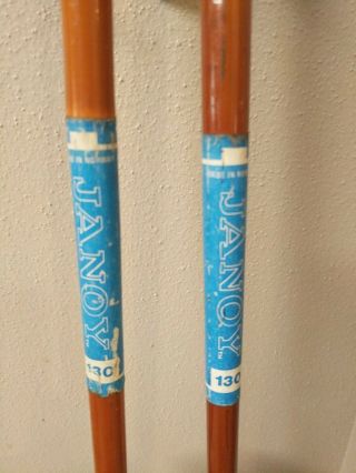 Vintage Bamboo Ski Poles 130 Janoy made in Norway vintage leather grips 2